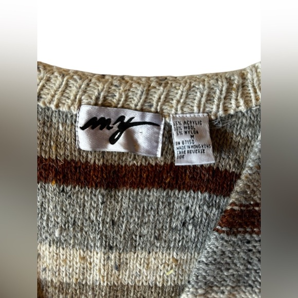 Vintage Wool Acrylic 70s Striped Vest Size Medium - Picture 4 of 6